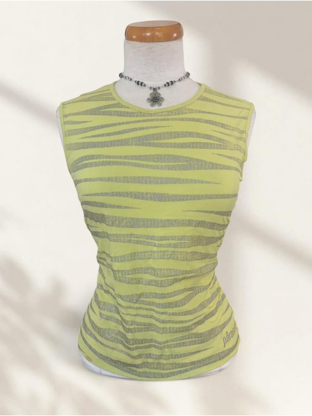 Parasuco Lime Green Zebra-Print Sleeveless Tank